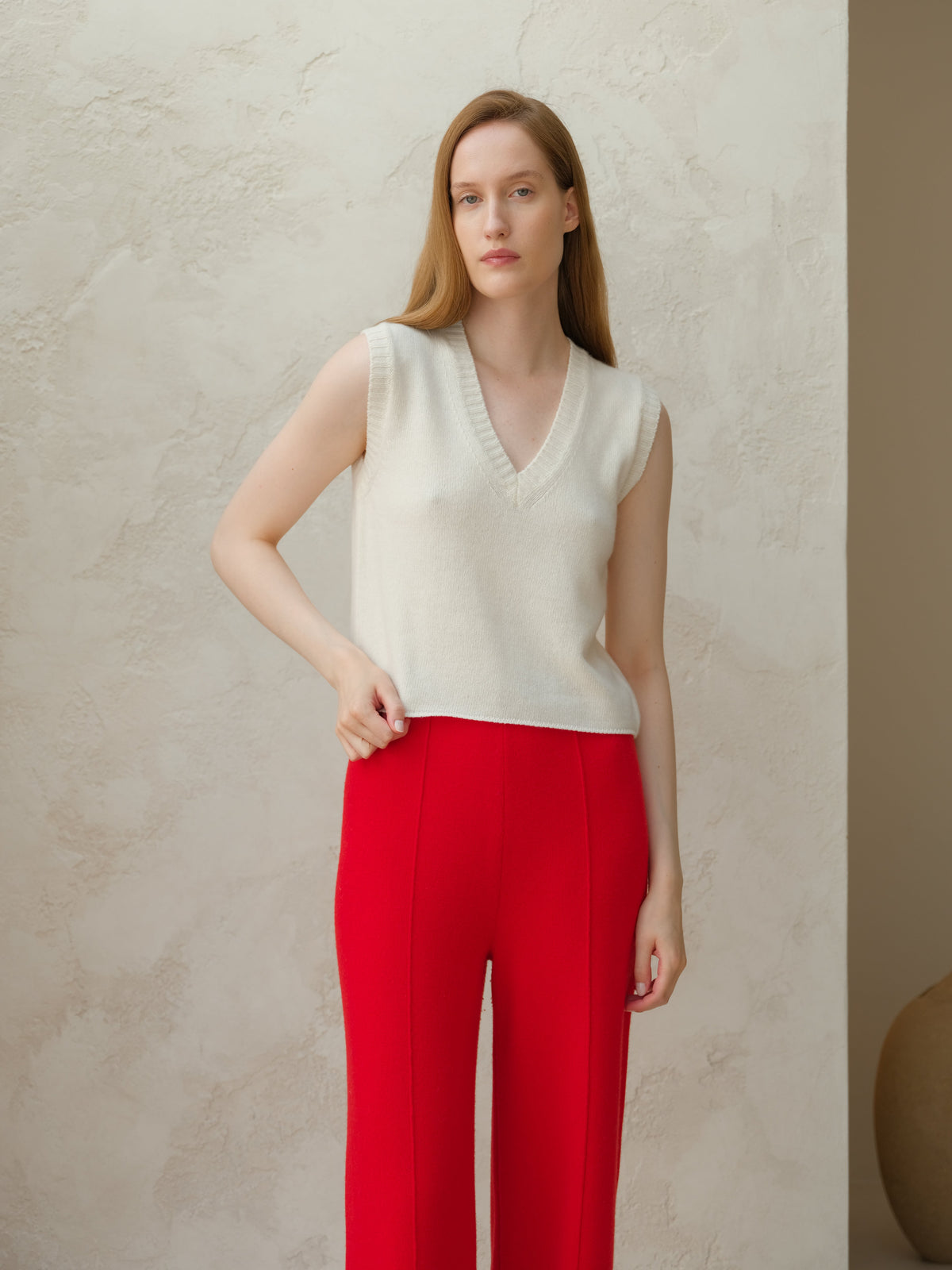 Cashmere Mix Sleeveless V-Neck Top