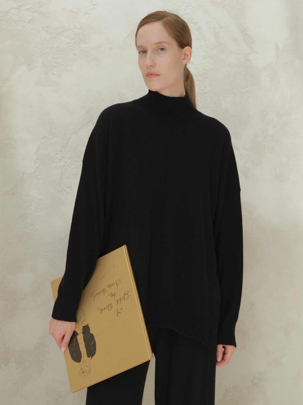 Cashmere Mix High Neck with Side Slits