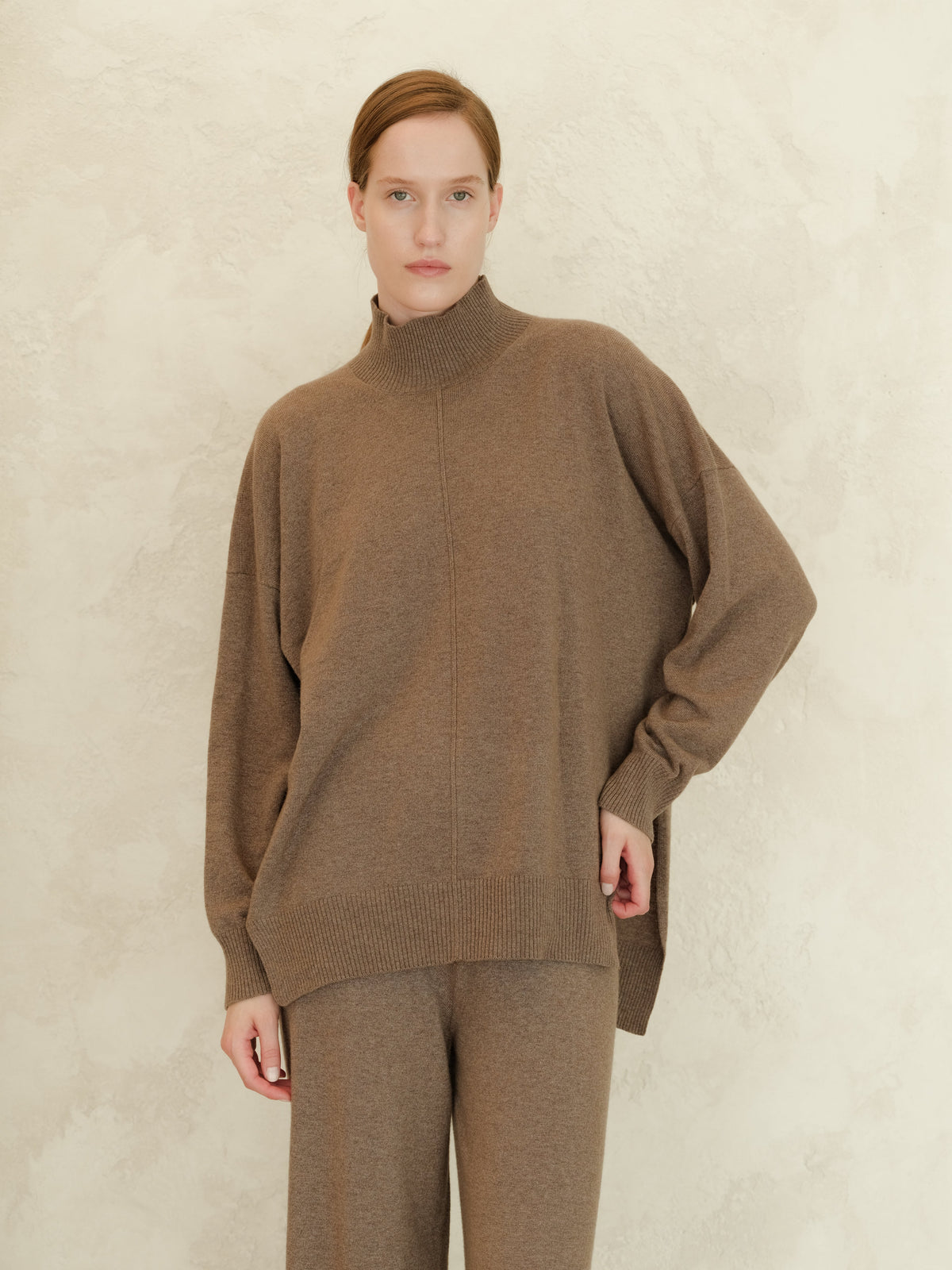 Cashmere Mix High Neck with Side Slits