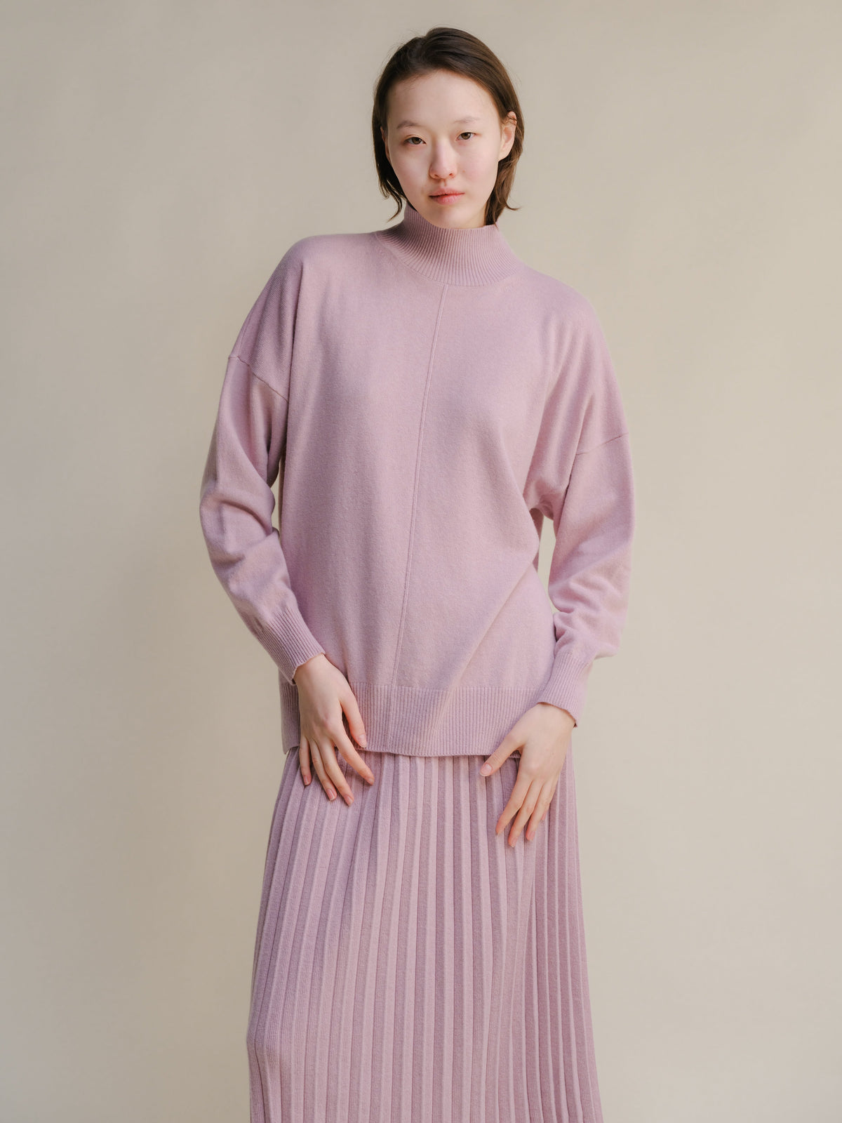 Cashmere Mix High Neck with Side Slits