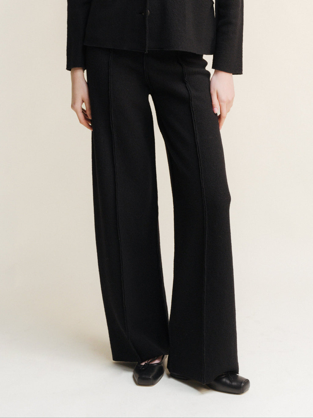 Boiled Wool "Boot-Cut" Trousers