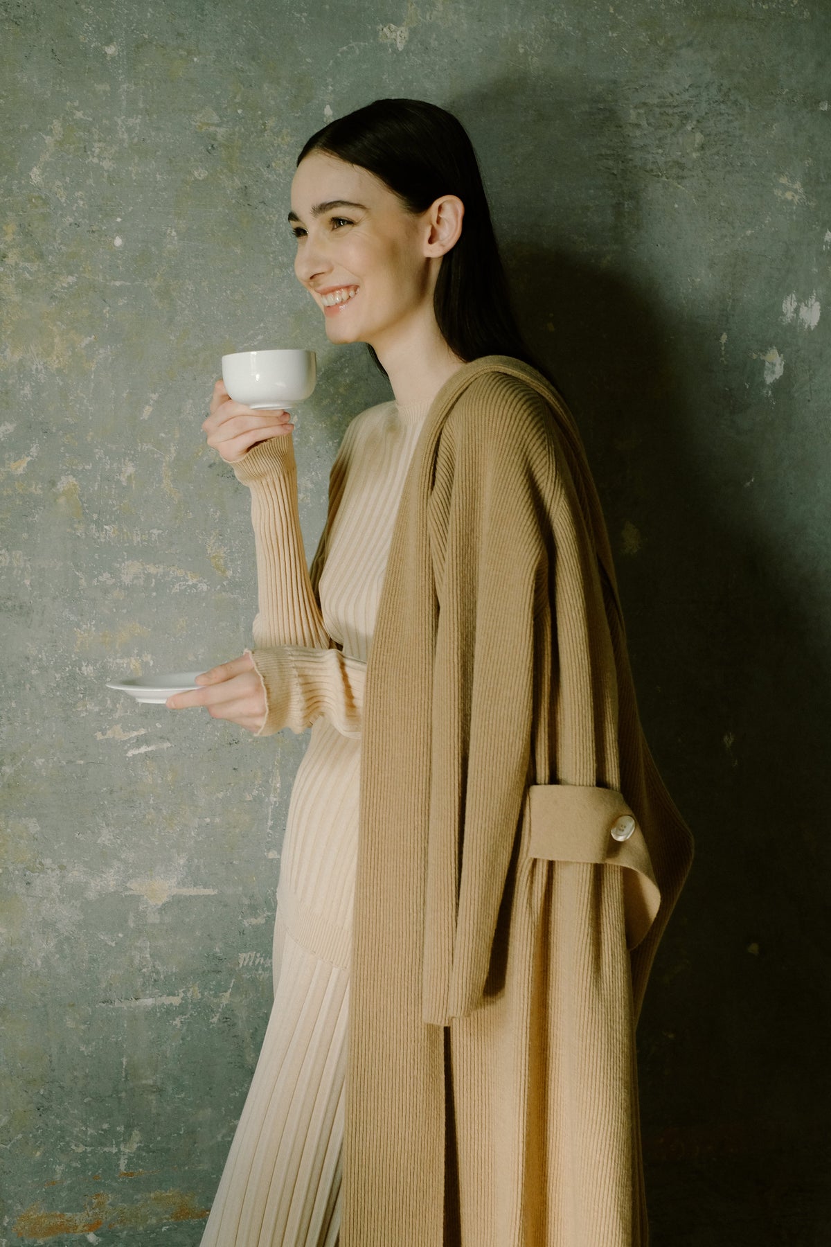 Cashmere Mix Shawl Collar Maxi Cardigan