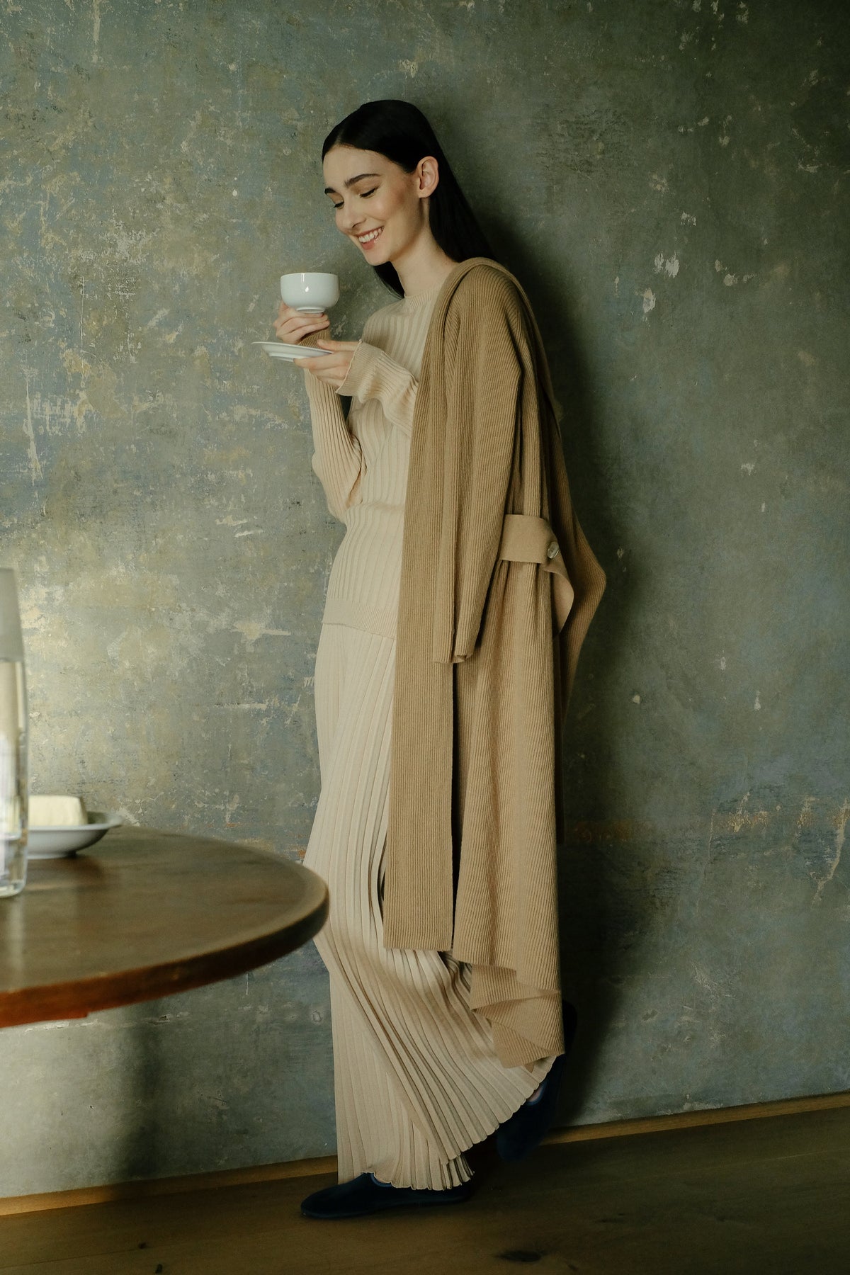 Cashmere Mix Shawl Collar Maxi Cardigan