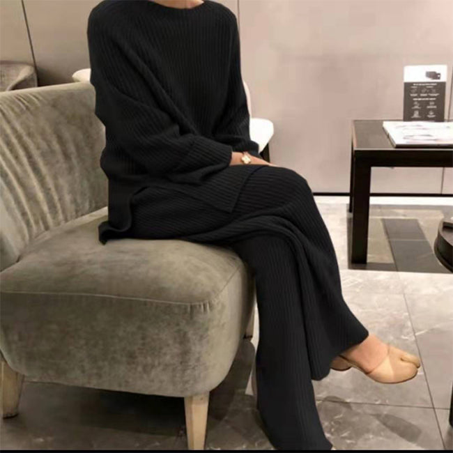 Thick Heavier Cashmere Women Sweater Pants Set