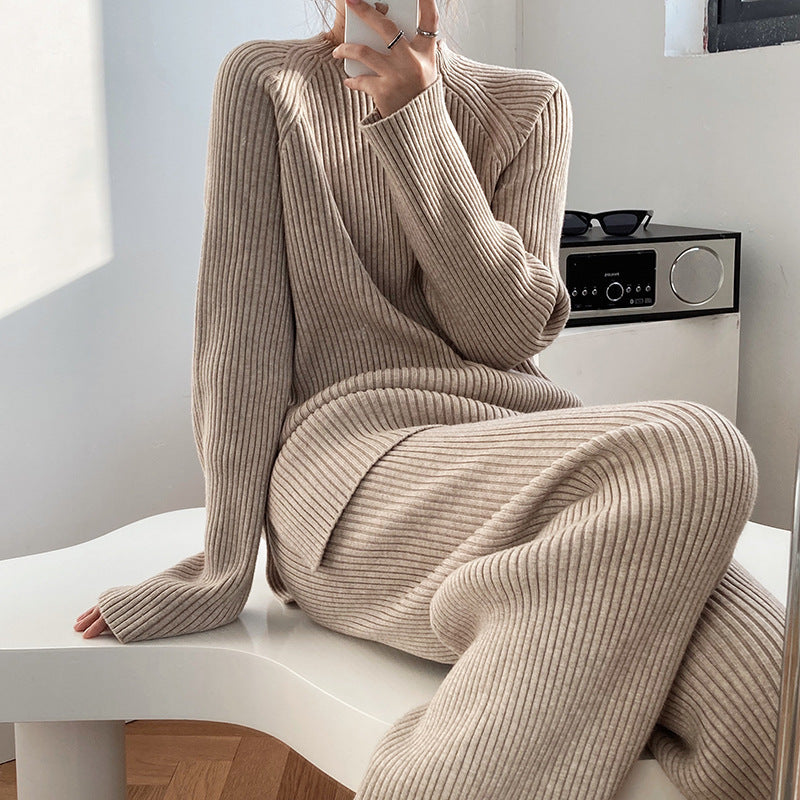 Thick Heavier Cashmere Women Sweater Pants Set