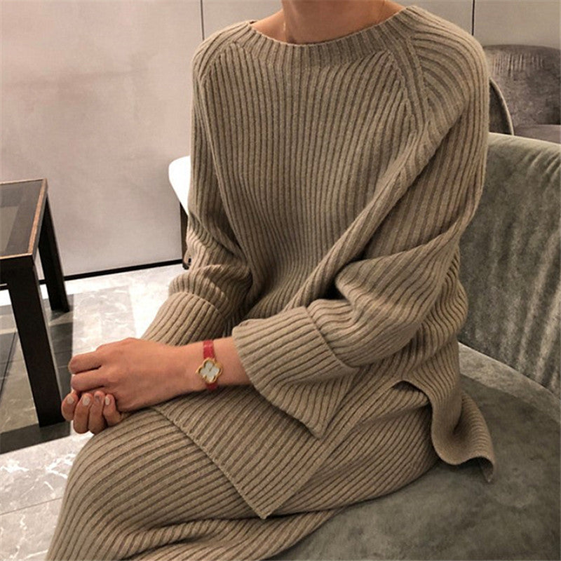 Thick Heavier Cashmere Women Sweater Pants Set
