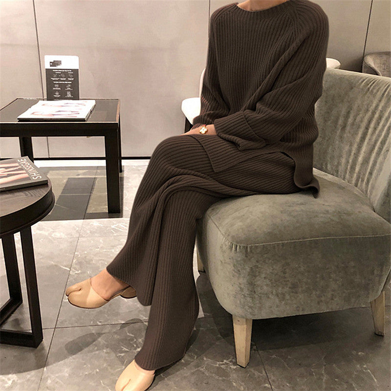 Thick Heavier Cashmere Women Sweater Pants Set