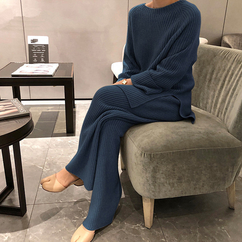 Thick Heavier Cashmere Women Sweater Pants Set