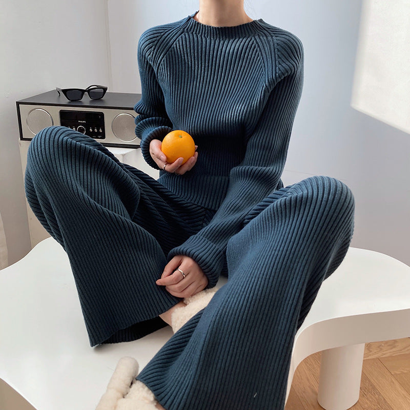 Thick Heavier Cashmere Women Sweater Pants Set