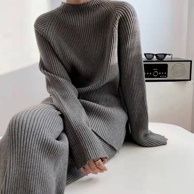 Thick Heavier Cashmere Women Sweater Pants Set