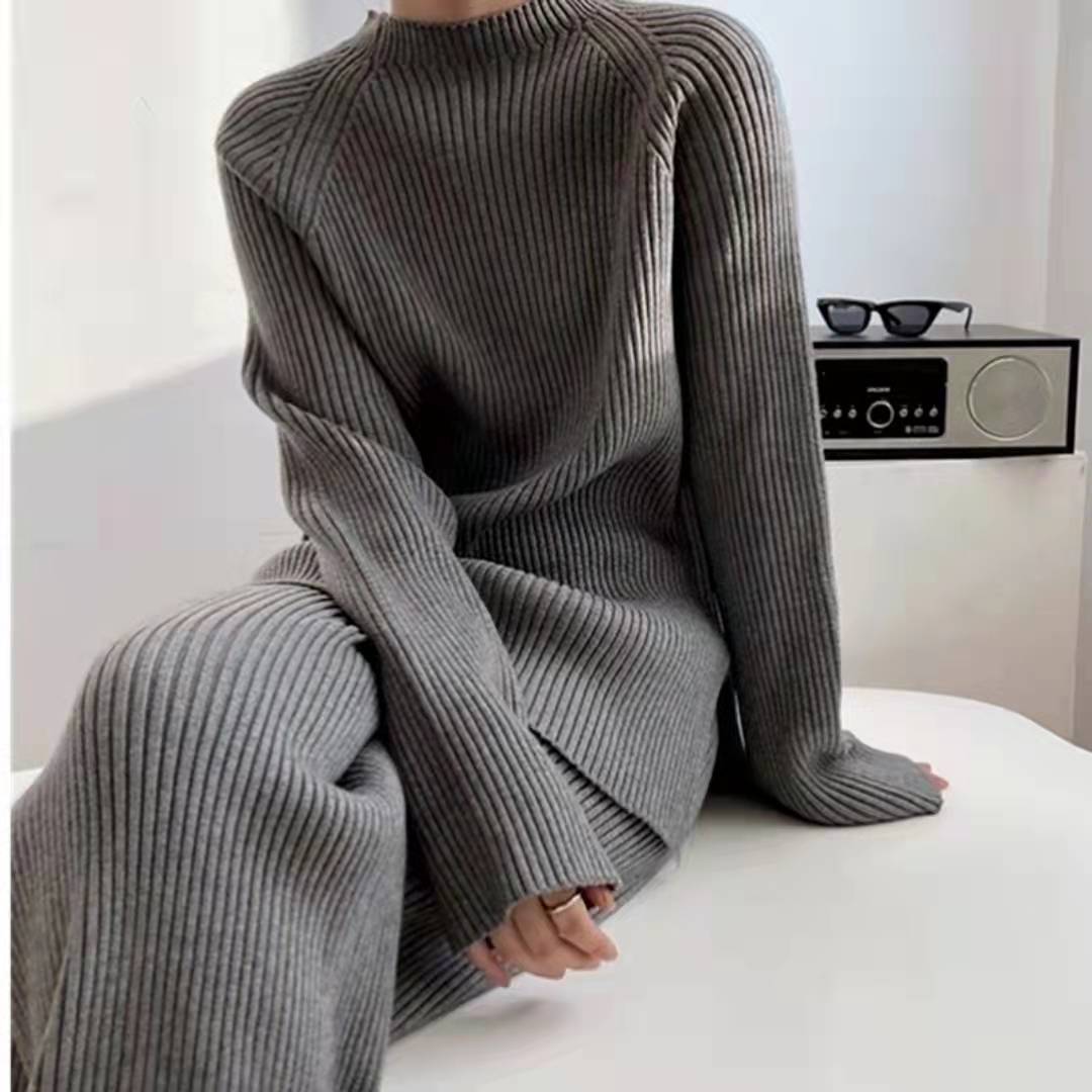 Thick Heavier Cashmere Women Sweater Pants Set