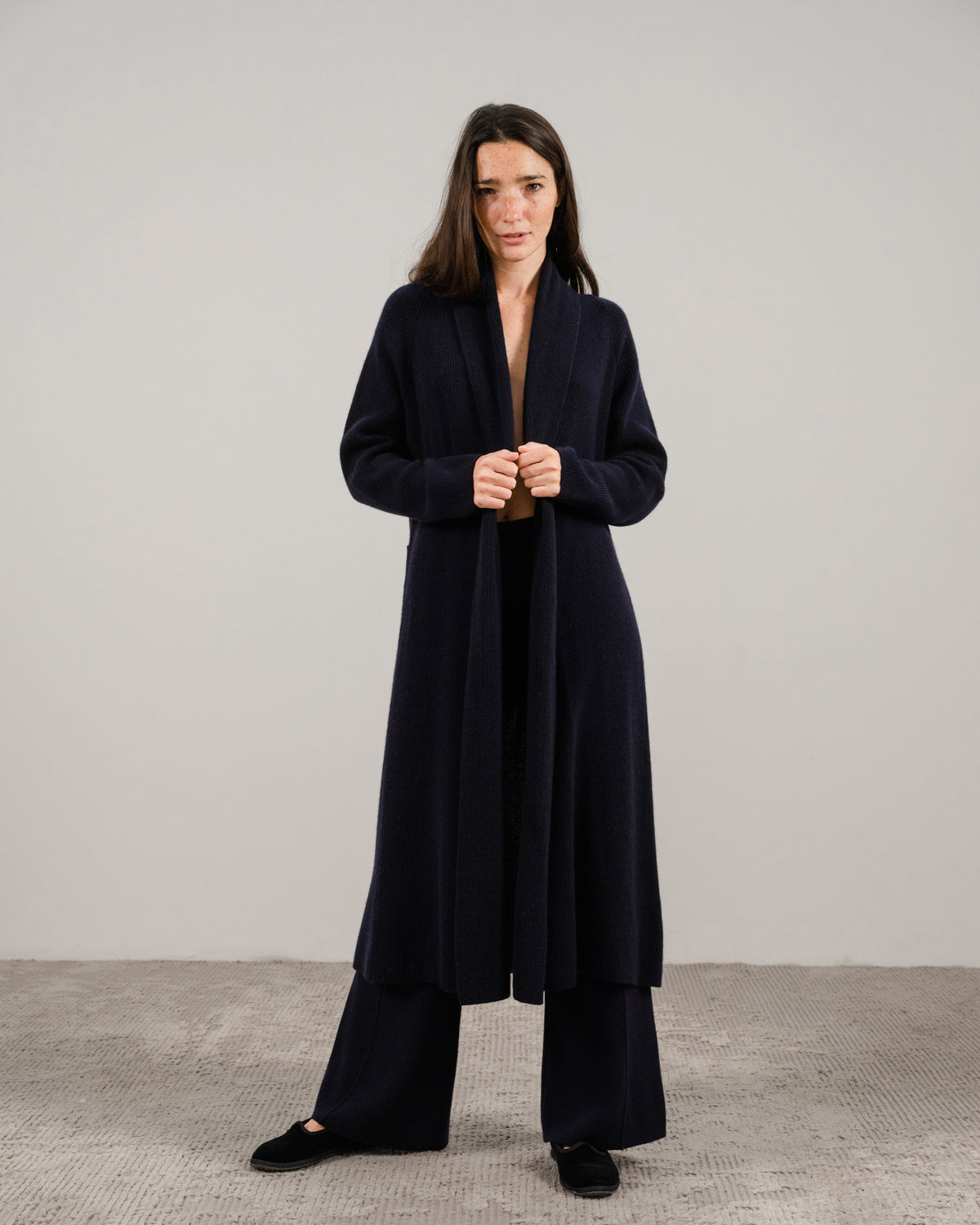 Cashmere Mix Shawl Collar Maxi Cardigan