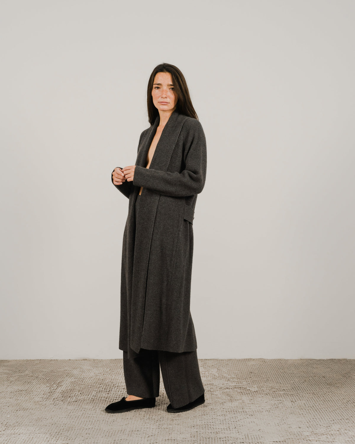 Cashmere Mix Shawl Collar Maxi Cardigan