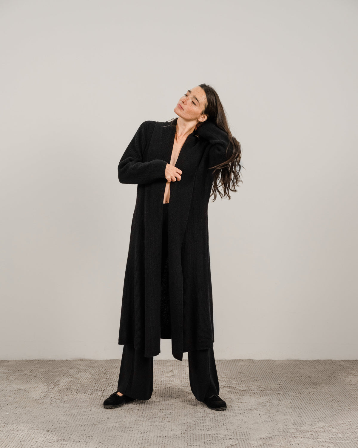 Cashmere Mix Shawl Collar Maxi Cardigan