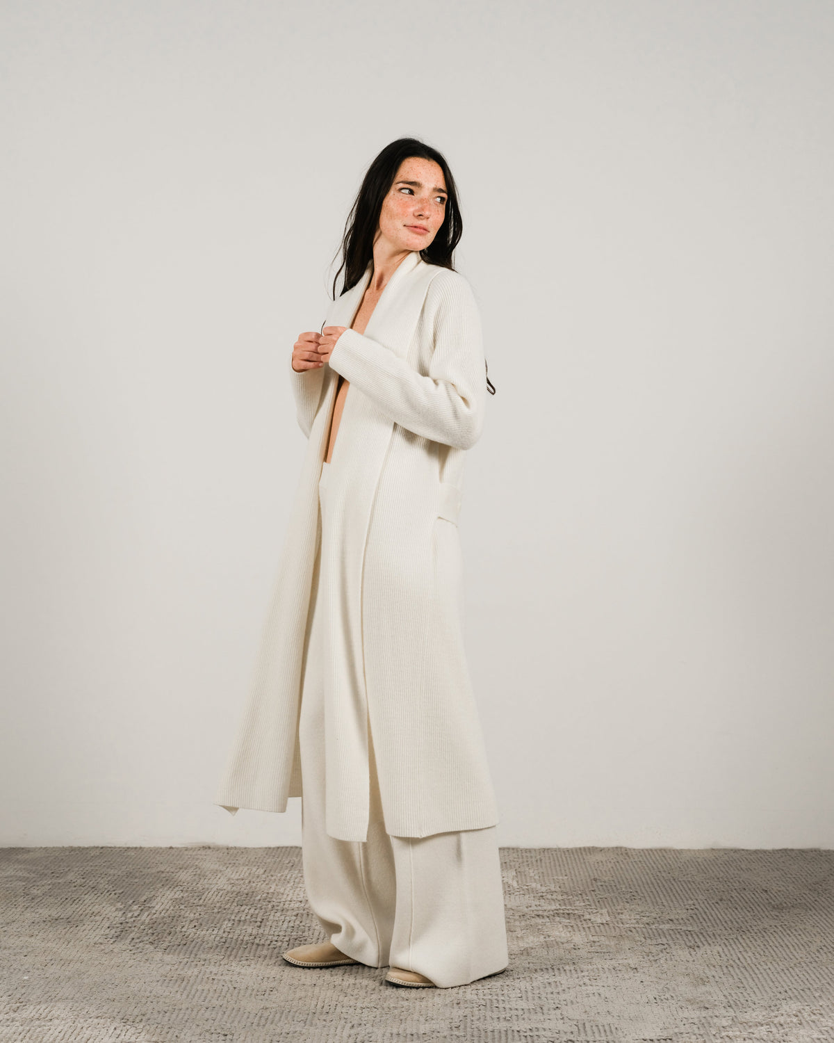 Cashmere Mix Shawl Collar Maxi Cardigan