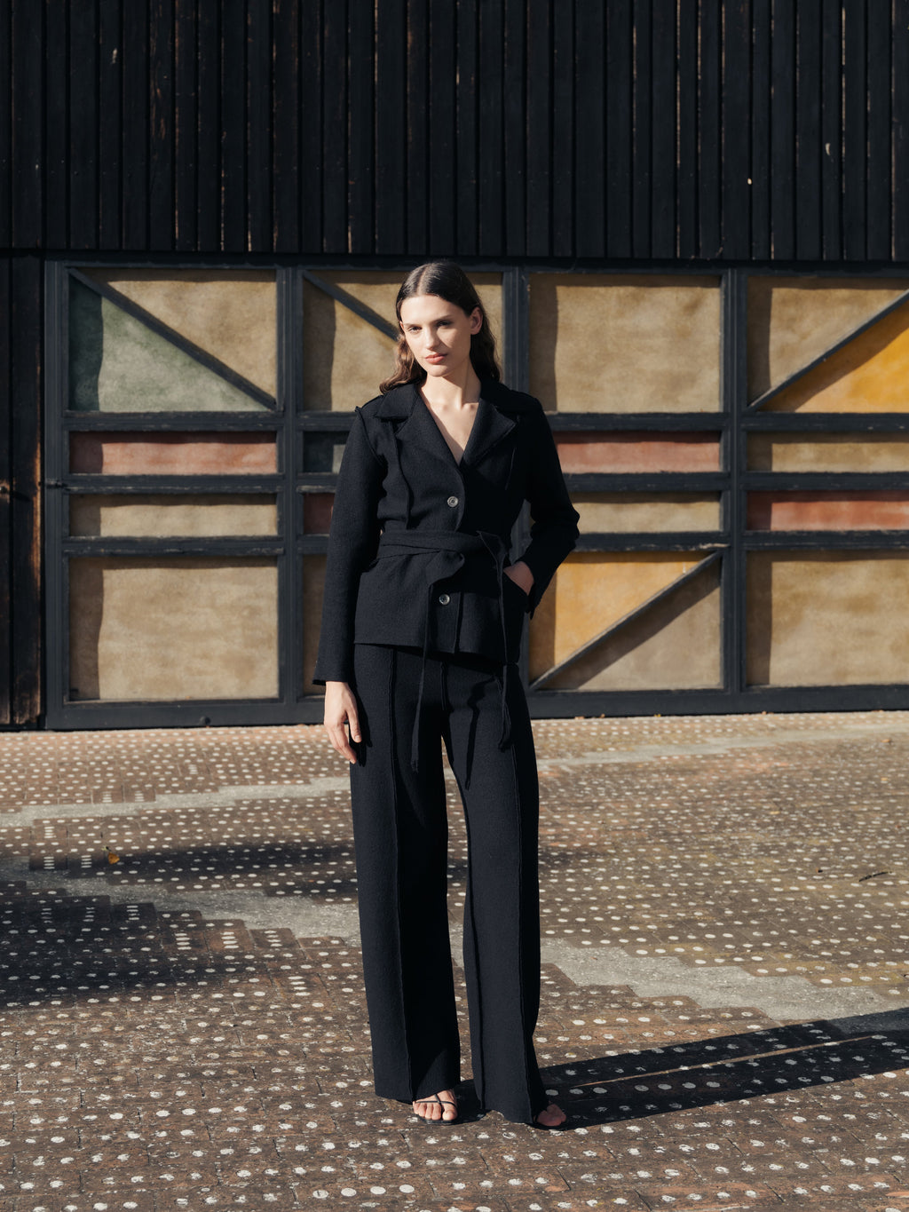 Boiled Wool "Boot-Cut" Trousers