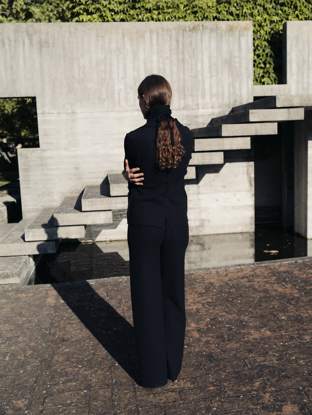 Boiled Wool "Boot-Cut" Trousers