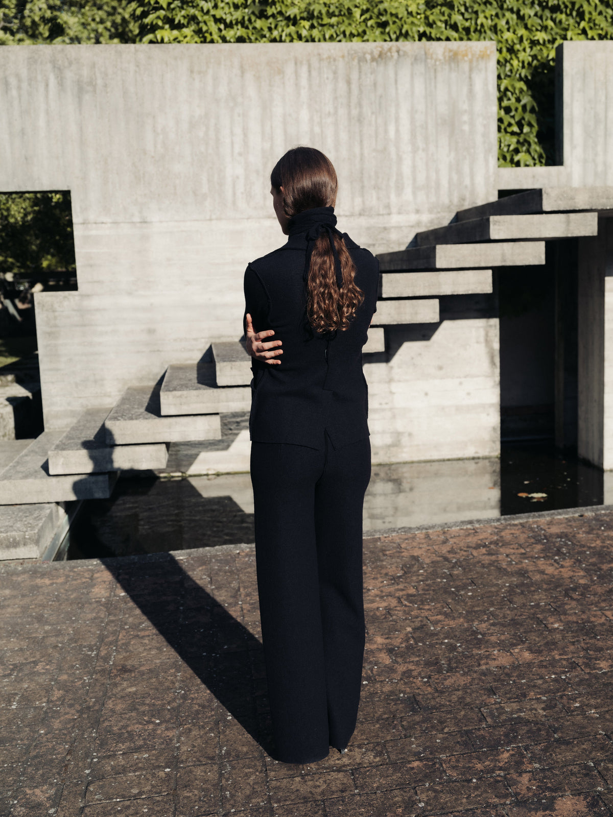 Boiled Wool "Boot-Cut" Trousers
